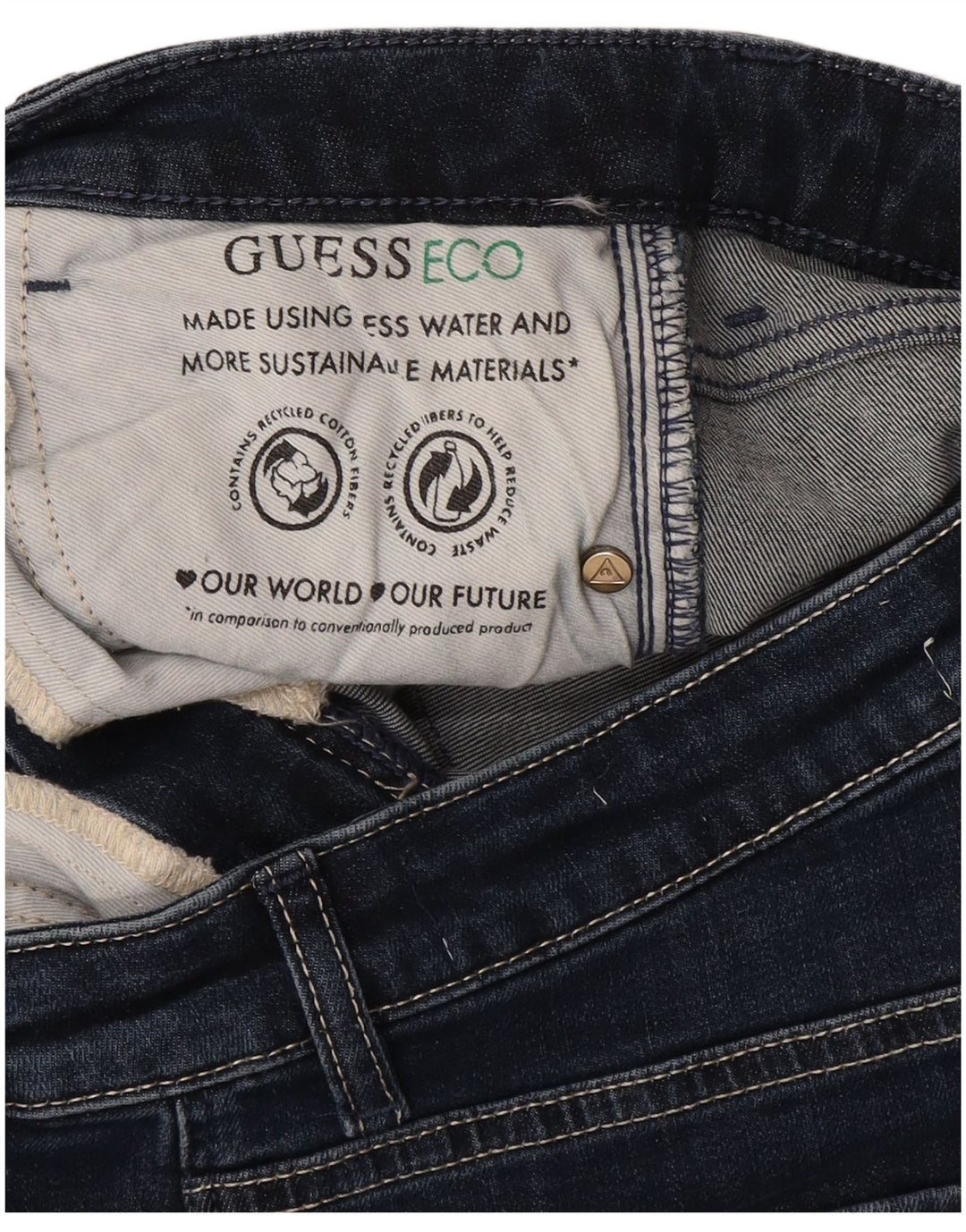GUESS Damen Eco Straight Jeans W28 L27 Marineblaue Baumwolle