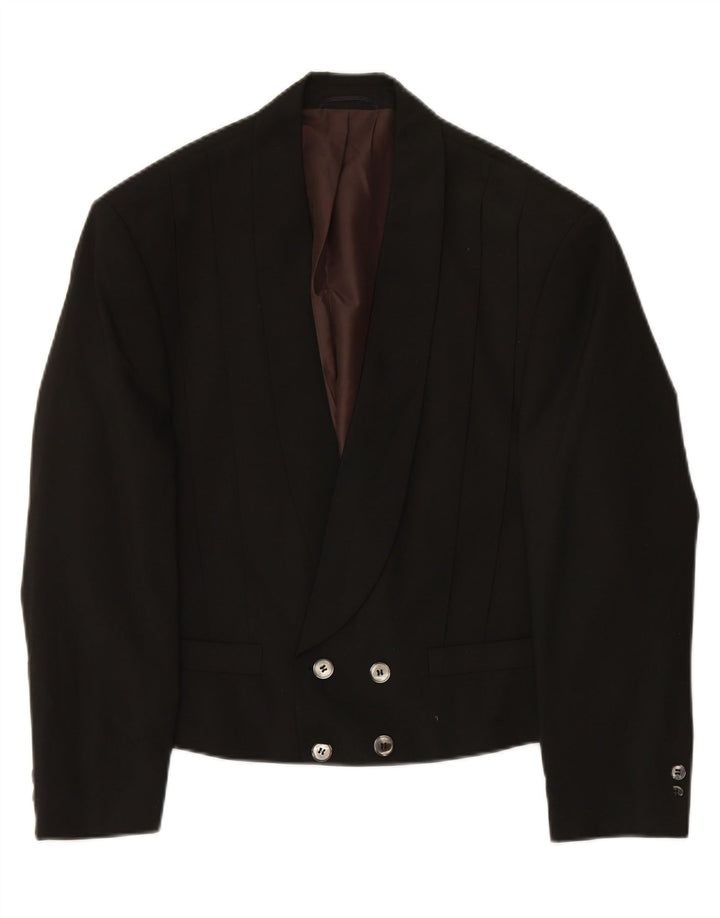 VINTAGE Womens Double Breasted Blazer Jacket UK 14 Large Black Vintage Vintage and Second-Hand Vintage from Messina Hembry 