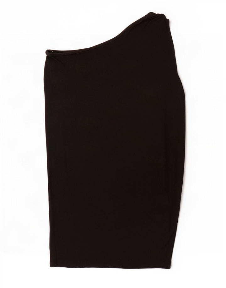 Topshop Damen One-Shoulder-Kleid UK 12 Mittelschwarze Viskose