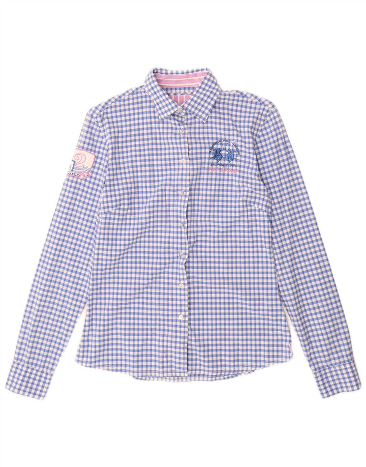 La Martina Damen Grafikhemd UK 12 Mittelblauer Gingham