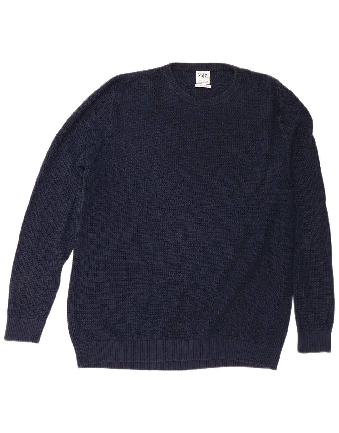 Zara Herren-Pullover mit Rundhalsausschnitt, XL, Marineblau