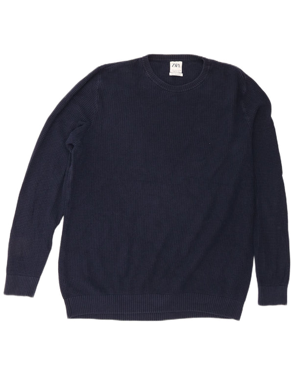 Zara Herren-Pullover mit Rundhalsausschnitt, XL, Marineblau