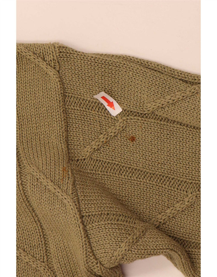 Vintage Damen Cardigan Pullover UK 14 Medium Khaki Baumwolle