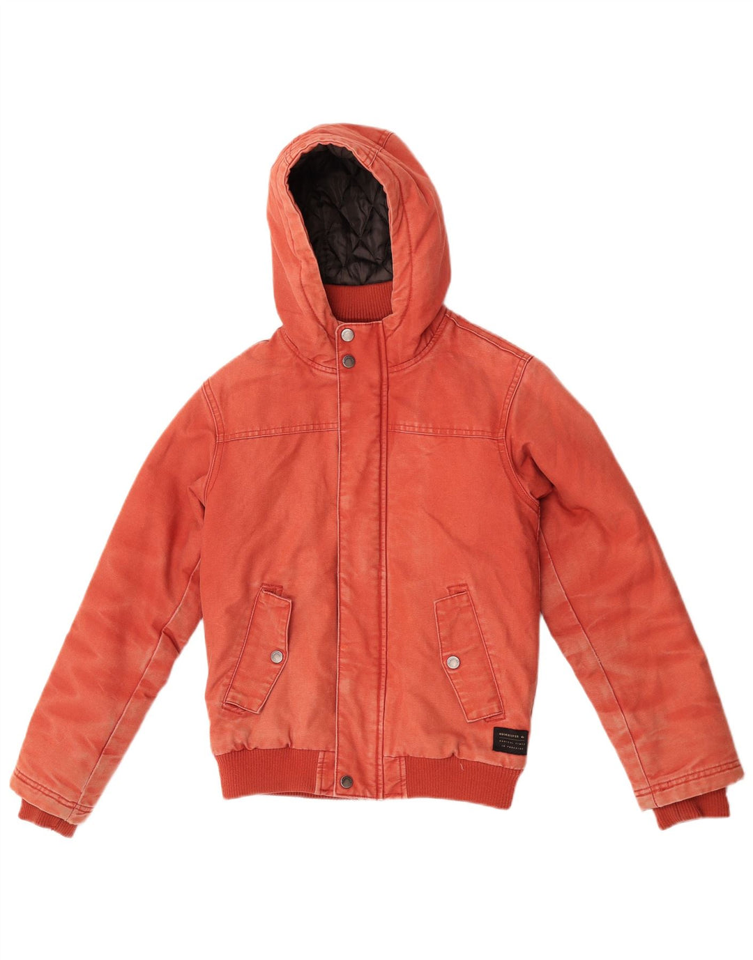 Quiksilver Damen-Bomberjacke mit Kapuze, UK 12, mittelrote Baumwolle