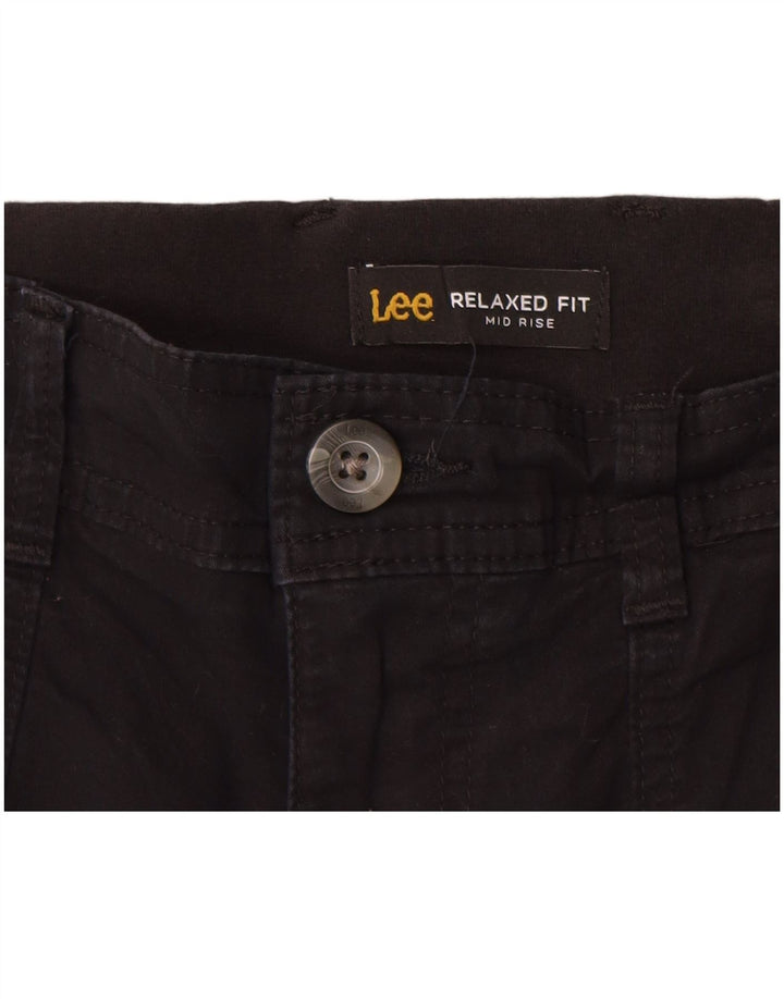 Lee Womens Mid Rise Relaxed Fit Cargo Shorts US 8 Medium W30 Schwarze Baumwolle