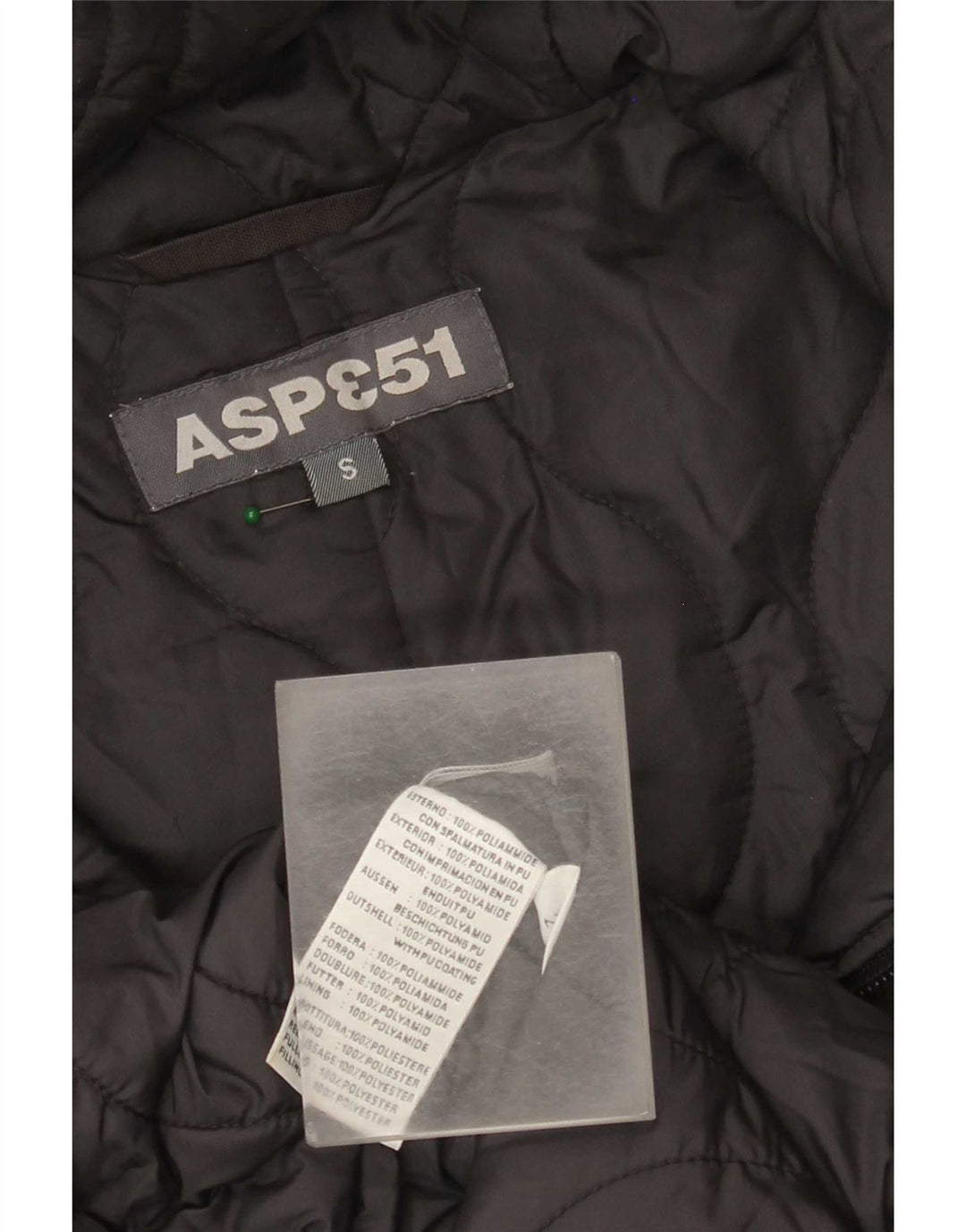 Aspesi Herren-Mantel mit Kapuze, gepolstert, UK 36, Größe S, Grau, Polyamid