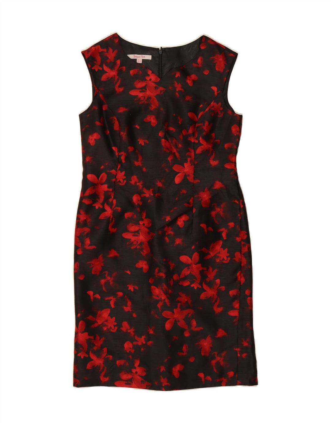JAQUES VERT Womens Sleeveless Sheath Dress UK 12 Medium  Black Floral Vintage Jaques Vert and Second-Hand Jaques Vert from Messina Hembry 