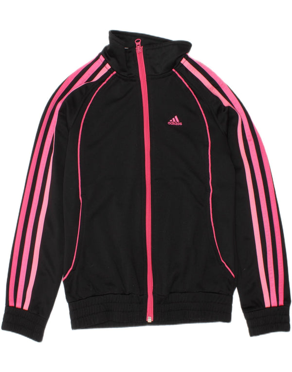 Adidas Mädchen-Trainingsanzug-Top-Jacke, 9–10 Jahre, schwarzes Polyester