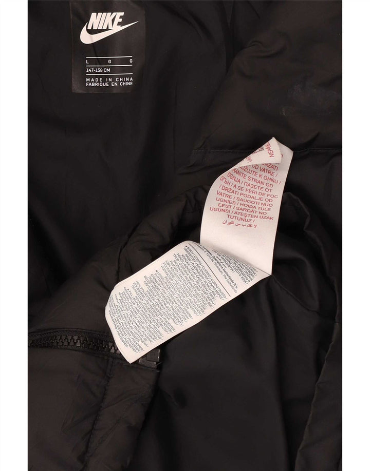 Nike Mädchen-Kapuzenjacke, gepolstert, 12–13 Jahre, Größe L, aus schwarzem Polyester