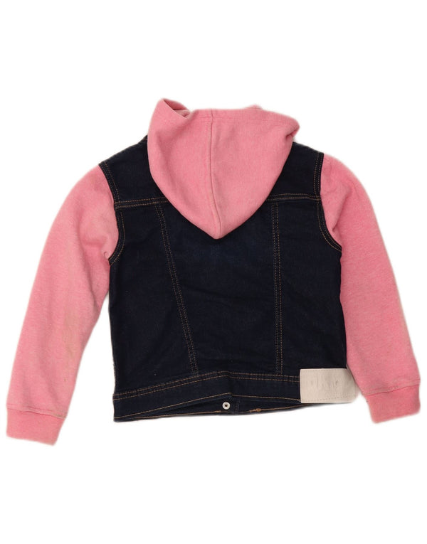 Dkny Mädchen-Jeansjacke mit Kapuze, 5–6 Jahre, marineblaue Colourblock-Baumwolle