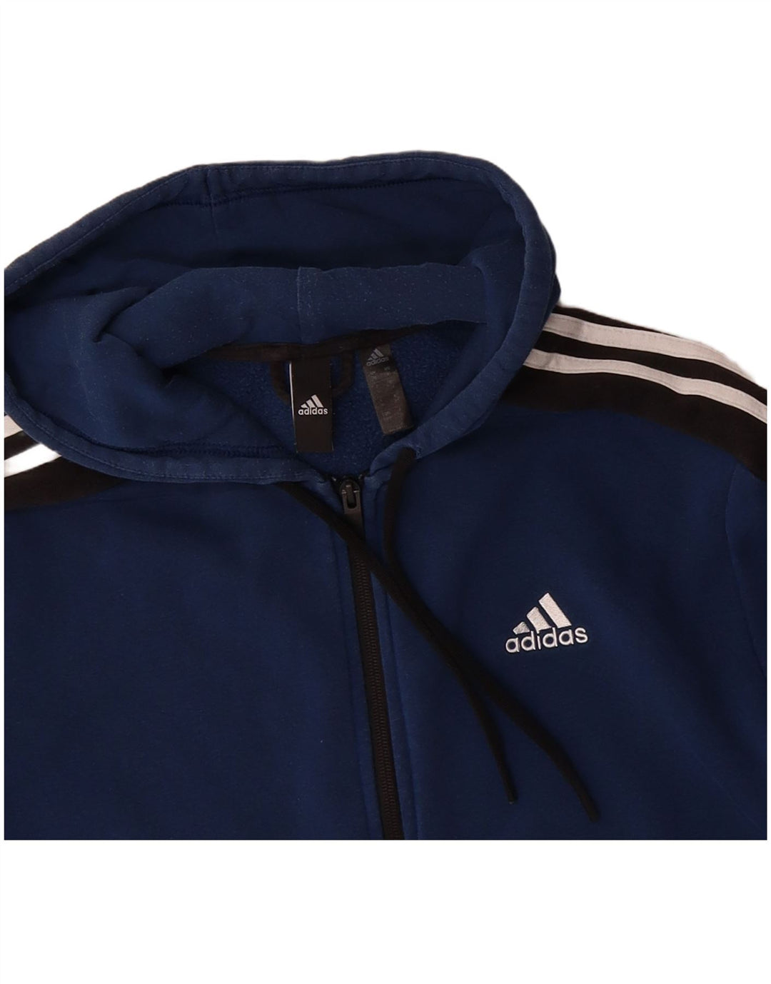 ADIDAS Mens Zip Hoodie Sweater Medium Blue Cotton