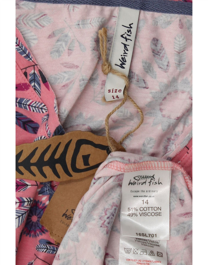 Weird Fish Damen Weste Top UK 14 Medium Pink Floral Baumwolle