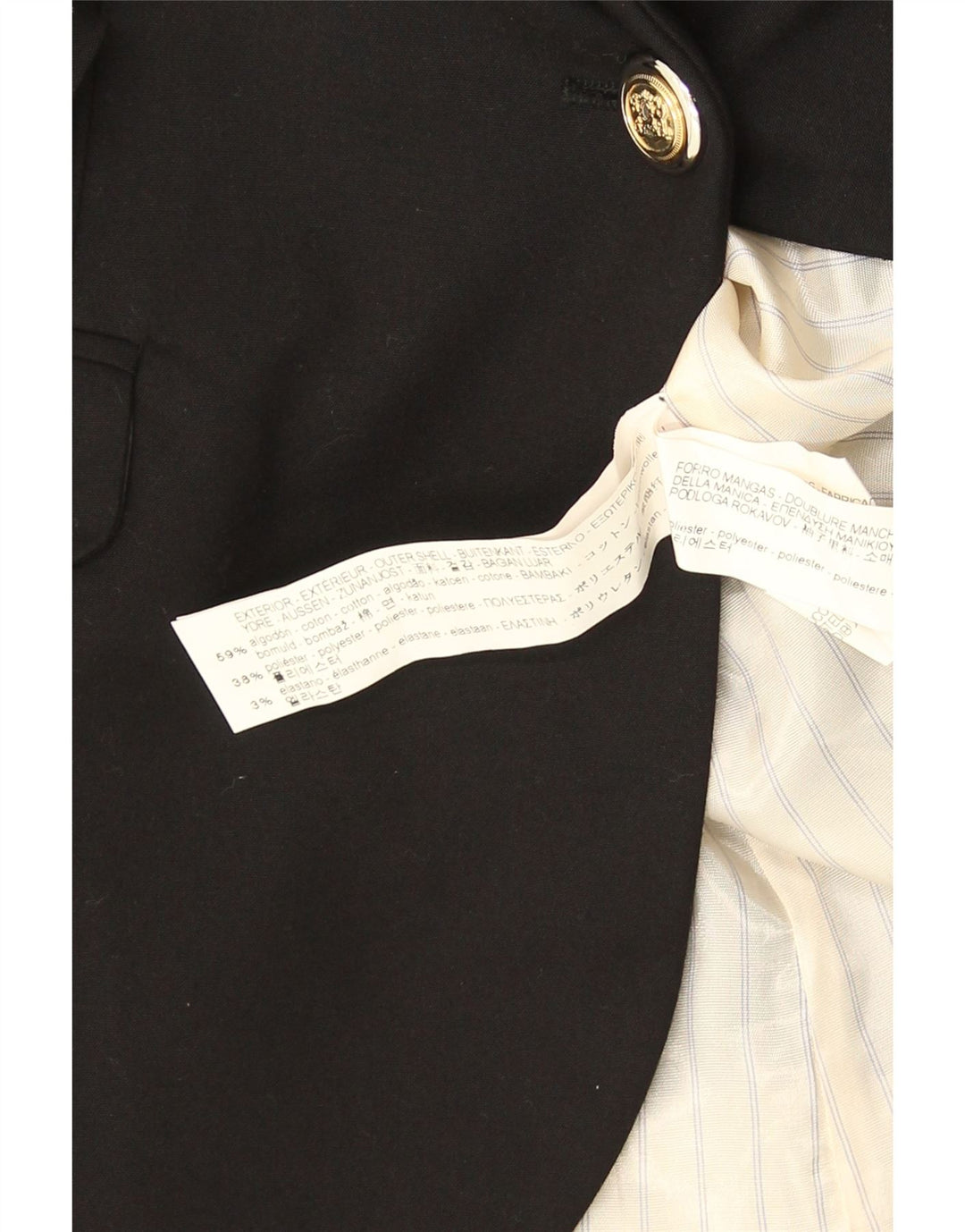 ZARA Damen 1-Knopf-Blazerjacke UK 12 Mittelschwarze Baumwolle