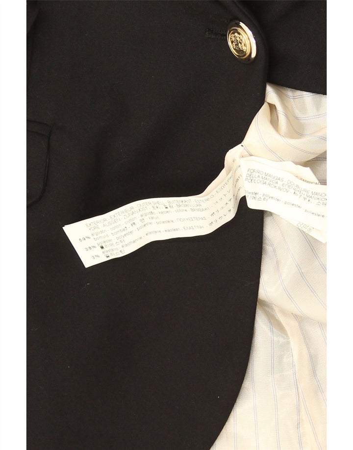 ZARA Damen 1-Knopf-Blazerjacke UK 12 Mittelschwarze Baumwolle