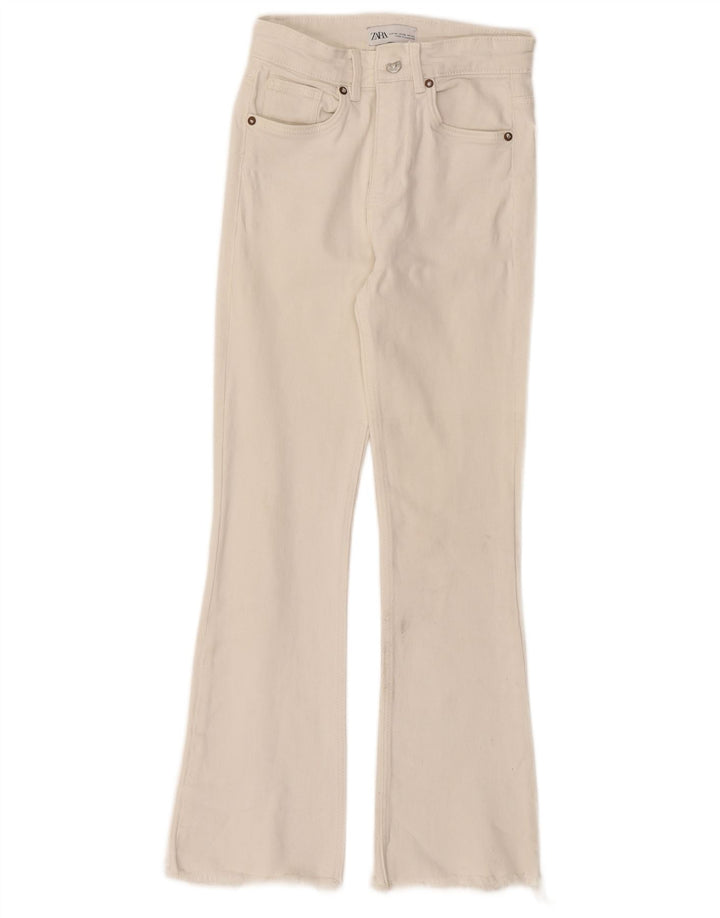 ZARA Womens Flared Jeans EU 34 2XS W24 L26 White Cotton