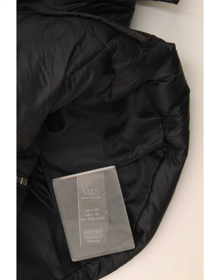 Marks & Spencer Wattierte Damenjacke mit Kapuze, UK 16, Größe L, Schwarz, Polyester