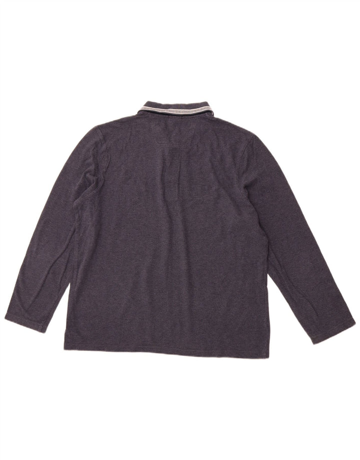 HUGO BOSS Herren-Poloshirt mit normaler Passform, langärmelig, XL, Marineblau, Baumwolle