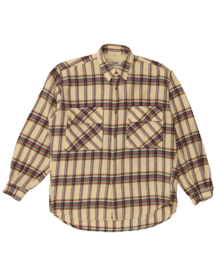 POP 84 Kariertes Flanellhemd für Herren, mittelgelbe karierte Wolle