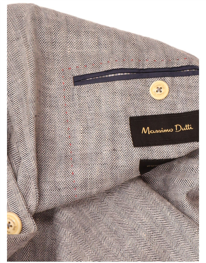 Massimo Dutti Herren-Blazer mit 2 Knöpfen, EU 52, großes graues Fischgrätenmuster