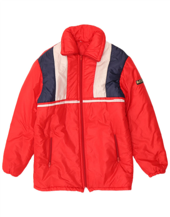 Vintage Damen Windjacke IT 42 Mittelrotes Colourblock-Polyamid
