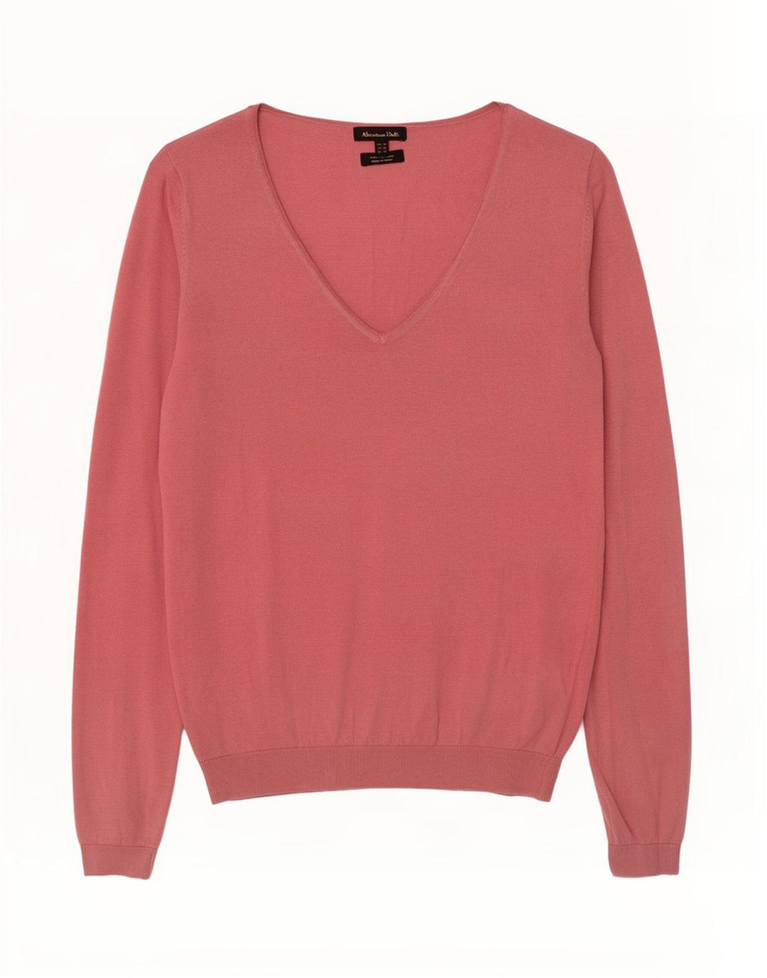 Massimo Dutti Damen-Pullover mit V-Ausschnitt, UK 12, mittelrosa Seide