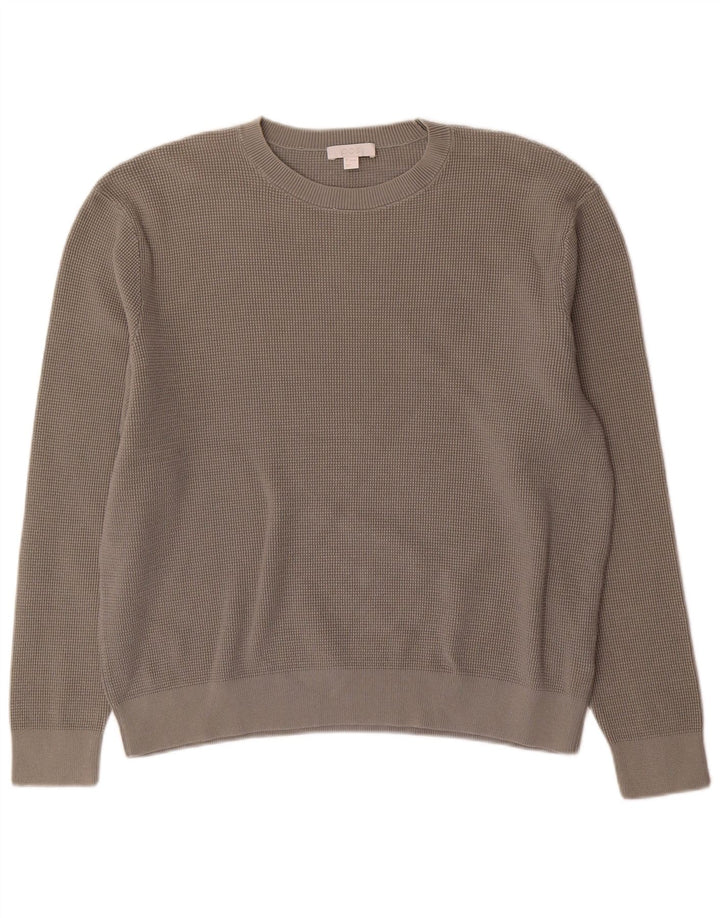 Cos Herren-Pullover mit Rundhalsausschnitt, groß, graue Baumwolle