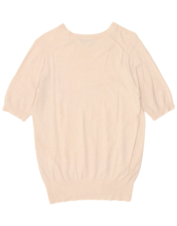 Kurzärmliger Damen-Pullover mit U-Boot-Ausschnitt von Zara, Gr. 40, Größe L, gebrochenes Weiß