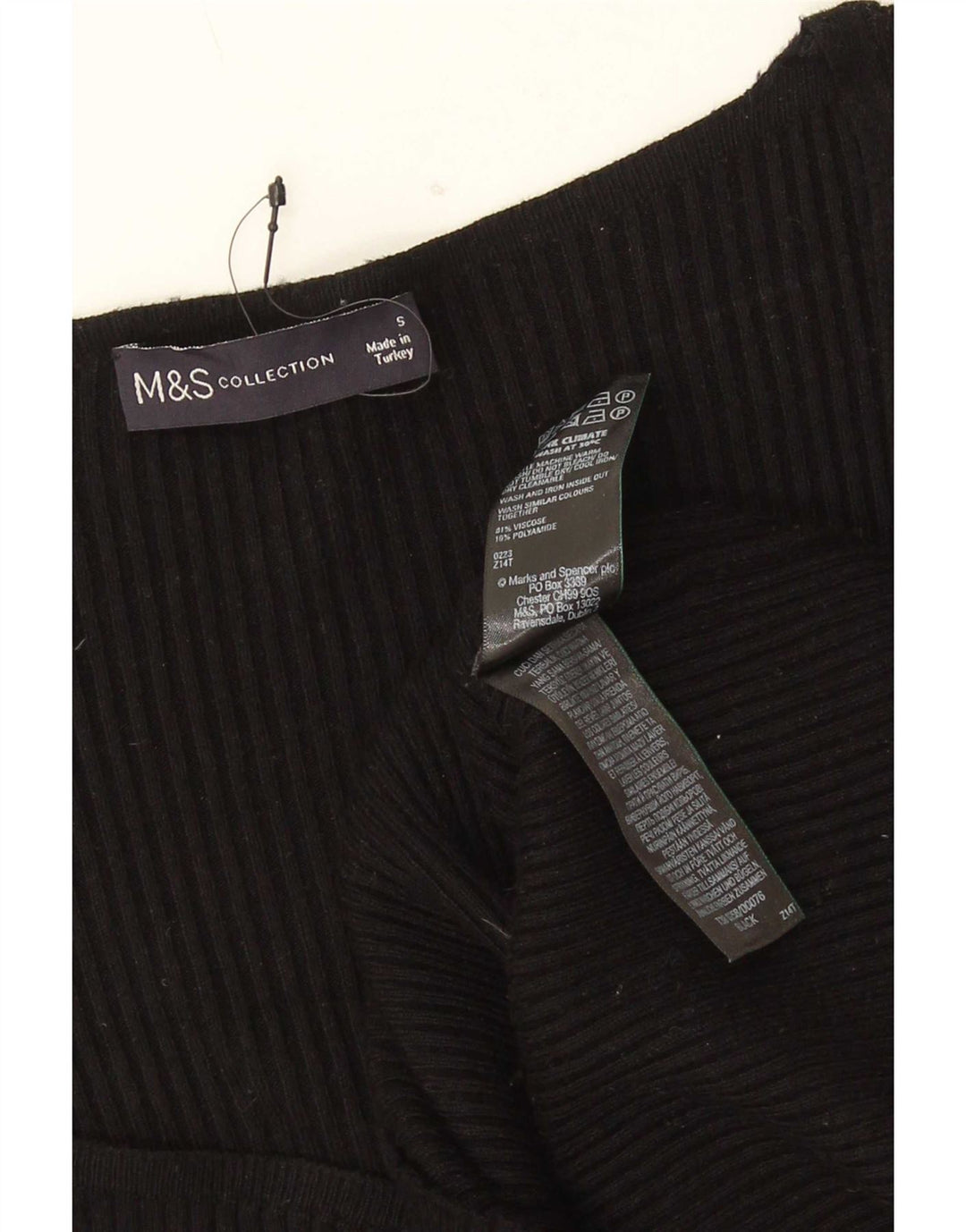 Marks & Spencer Damen Top Langarm UK 8 Small Schwarze Viskose