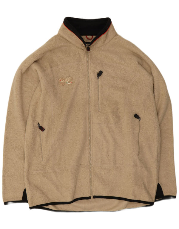 Fila Herren Fleecejacke UK 44 2XL Beige Colourblock Polyester