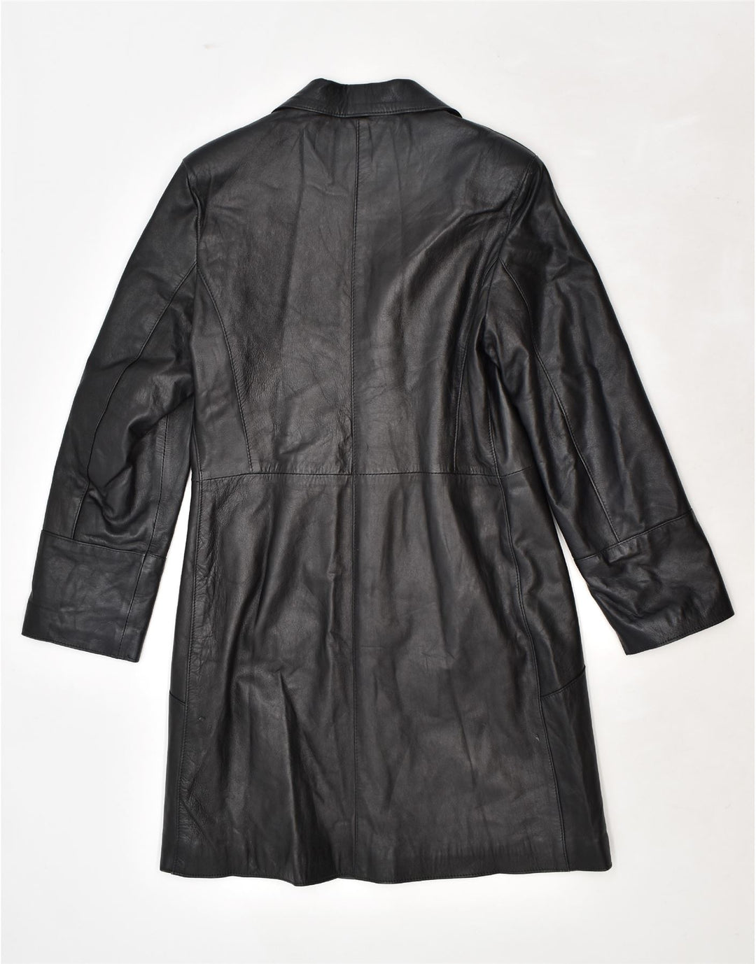 VINTAGE Damen Ledermantel IT 48 XL Schwarzes Leder