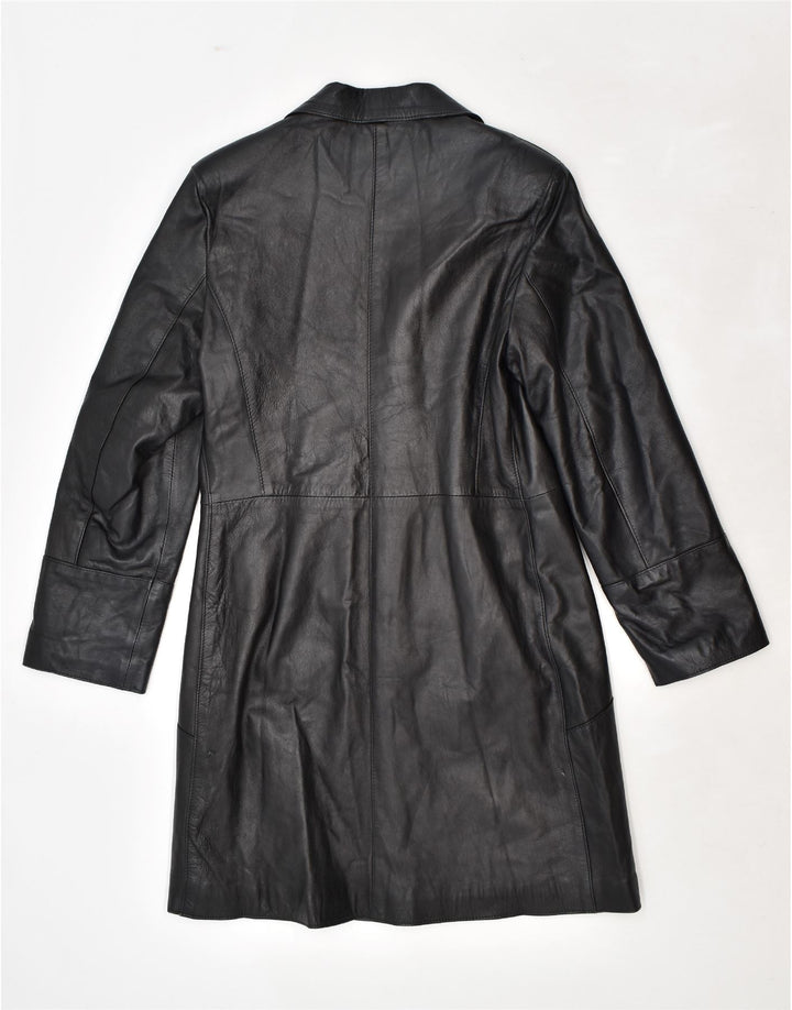 VINTAGE Damen Ledermantel IT 48 XL Schwarzes Leder