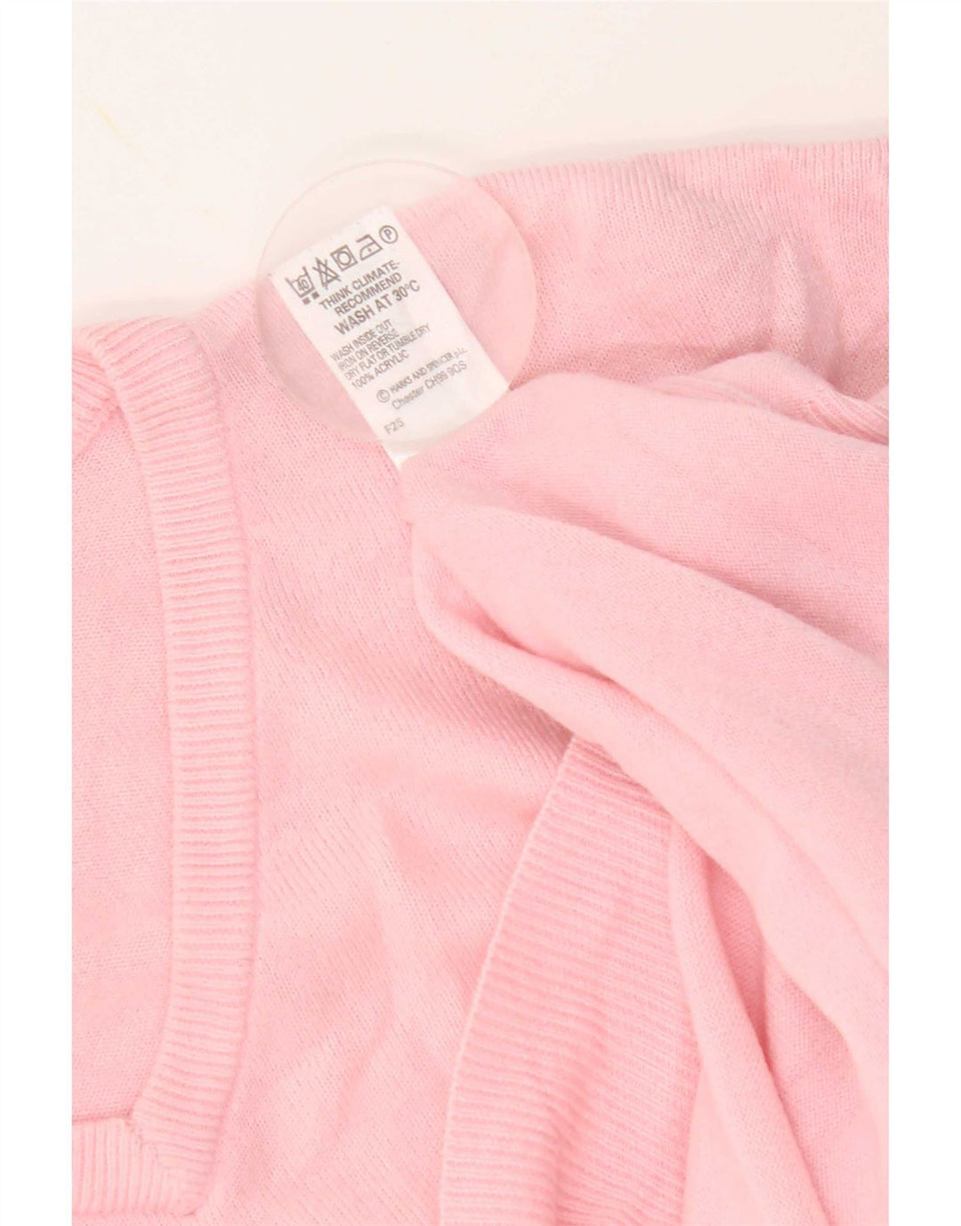 Marks & Spencer Herren Blue Harbor V-Ausschnitt Pullover Pullover Large Pink Acryl