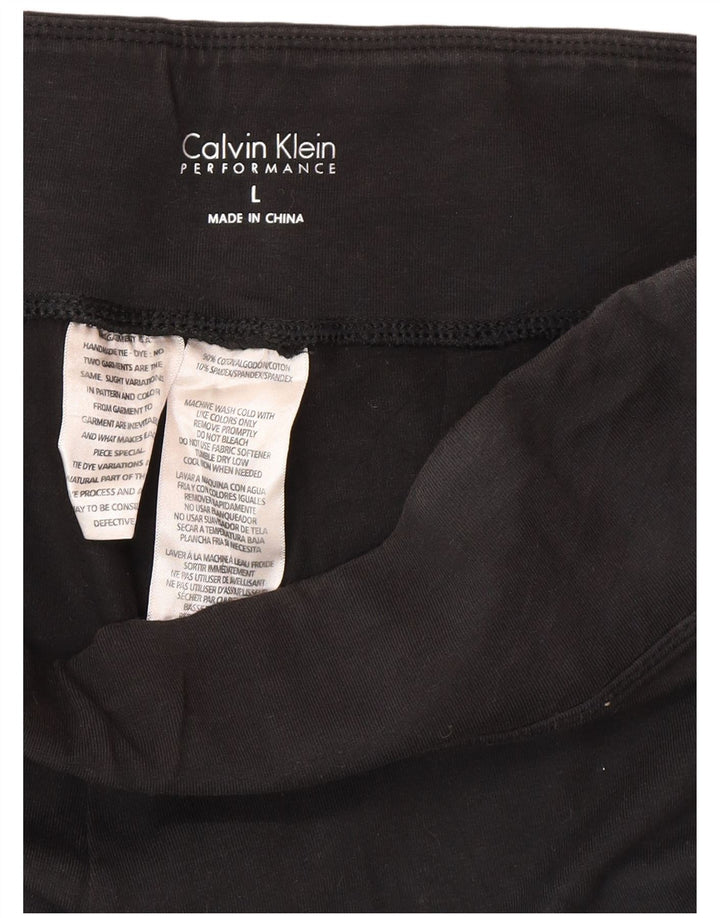 Calvin Klein Damen Capri-Leggings UK 14 Große schwarze Batik-Baumwolle