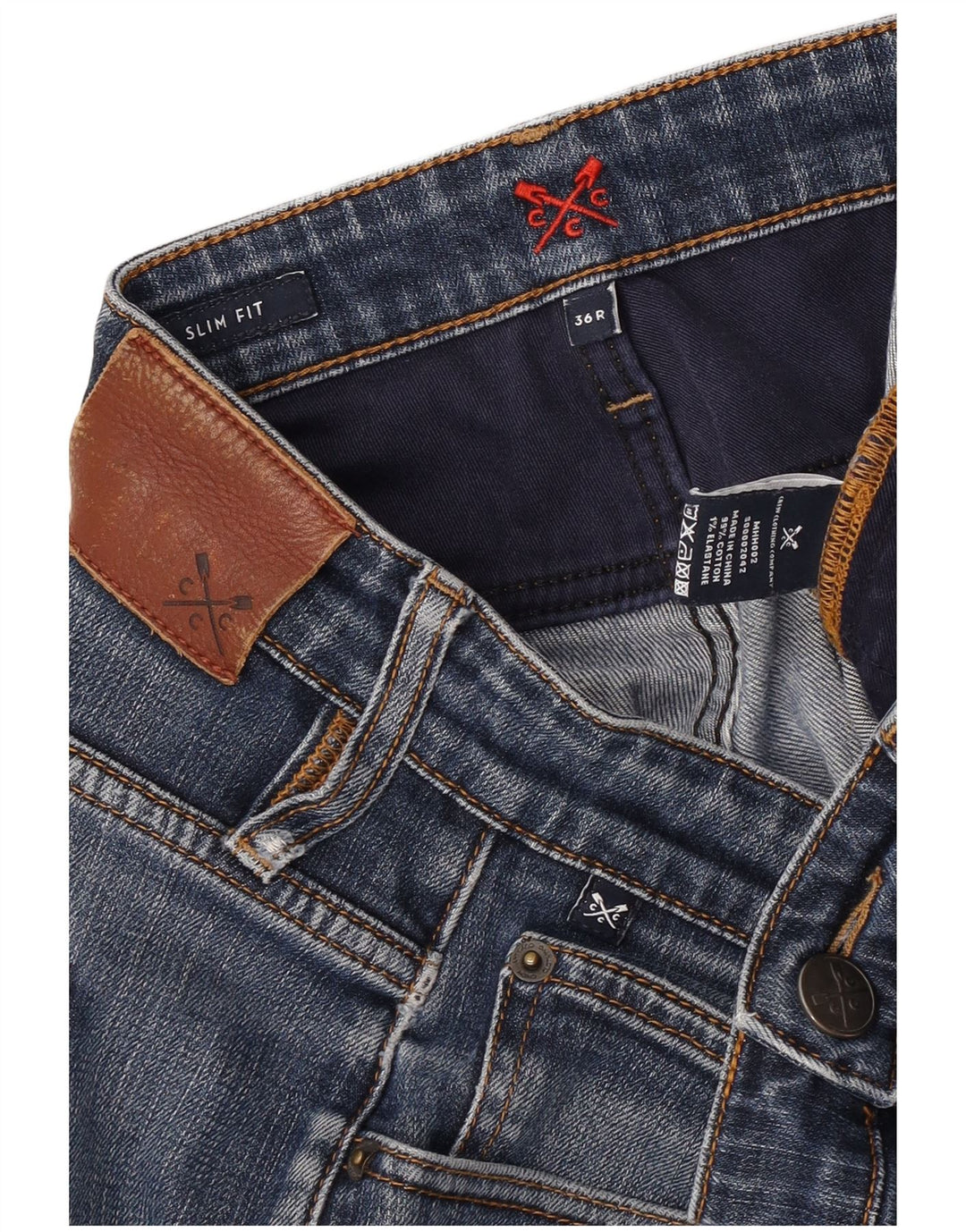 Crew Clothing Herren Slim Jeans W36 L31 Blaue Baumwolle