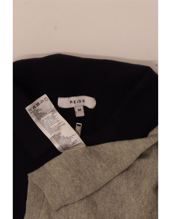 Reiss Damen-Pullover mit Reißverschluss, UIK 14, Mittelgrau, Farbblock