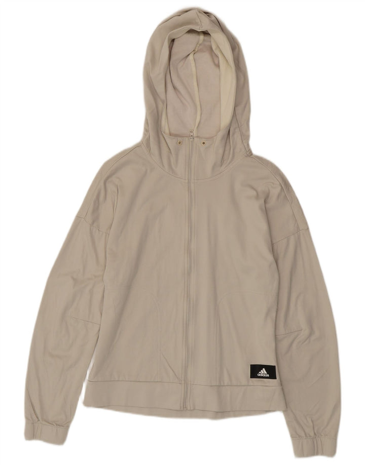 ADIDAS Damen Zip Hoodie Pullover UK 8/10 Small Off White Polyester