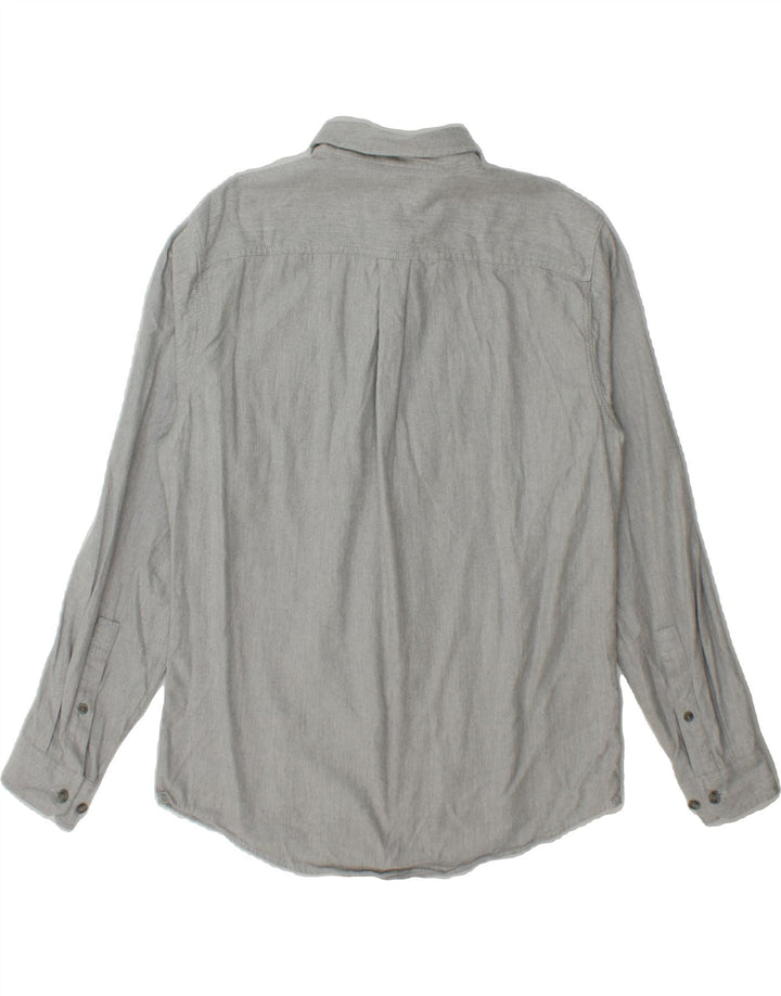 EDDIE BAUER Mens Classic Fit Shirt Medium Grey Herringbone Cotton Vintage Eddie Bauer and Second-Hand Eddie Bauer from Messina Hembry 
