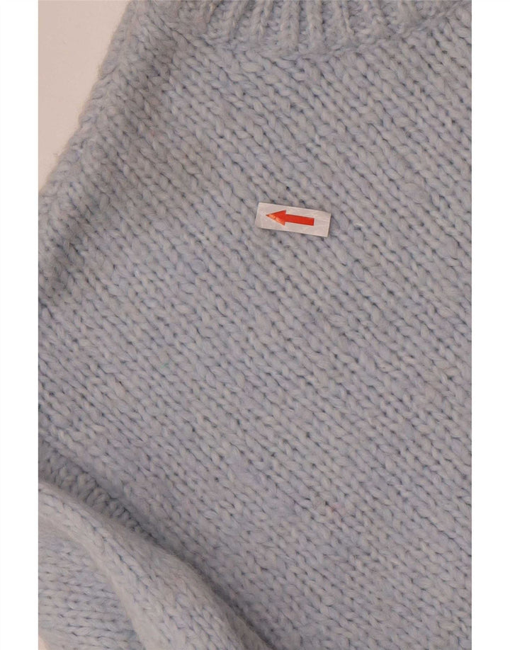 Zara Damen Übergroßer Pullover mit Rundhalsausschnitt, UK 14, mittelblaues Acryl