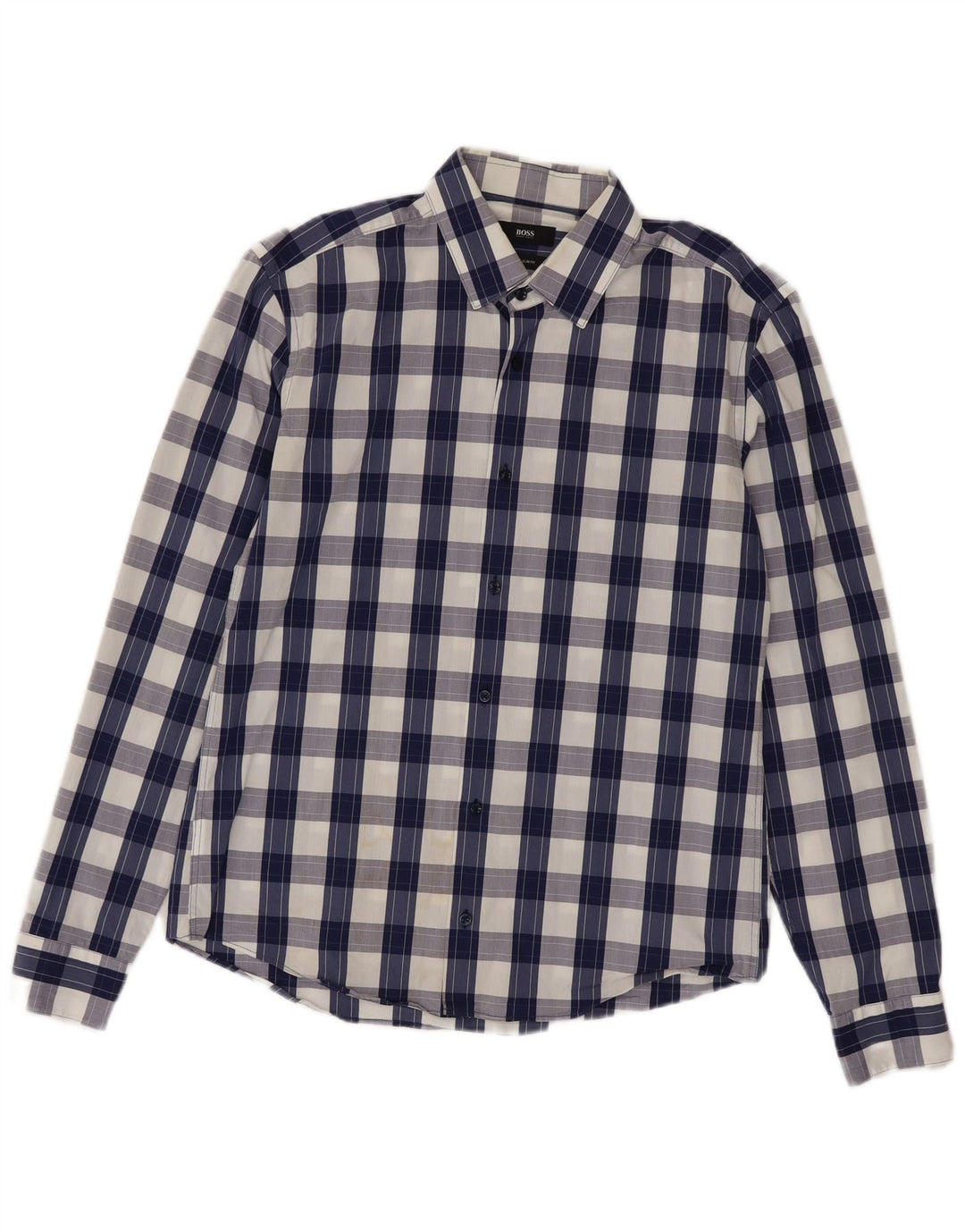 Hugo Boss Herren Slim Fit Hemd Größe 40 15 3/4 Mittelblau kariert