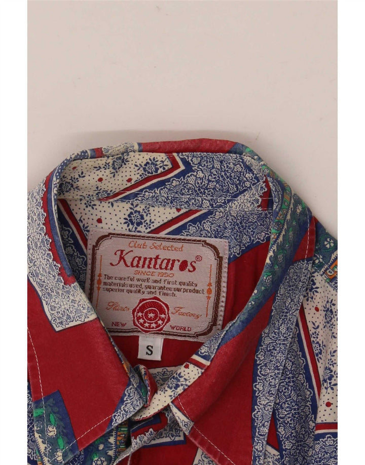 Kantaros Herren-Kurzarmhemd, klein, rot, geometrisch
