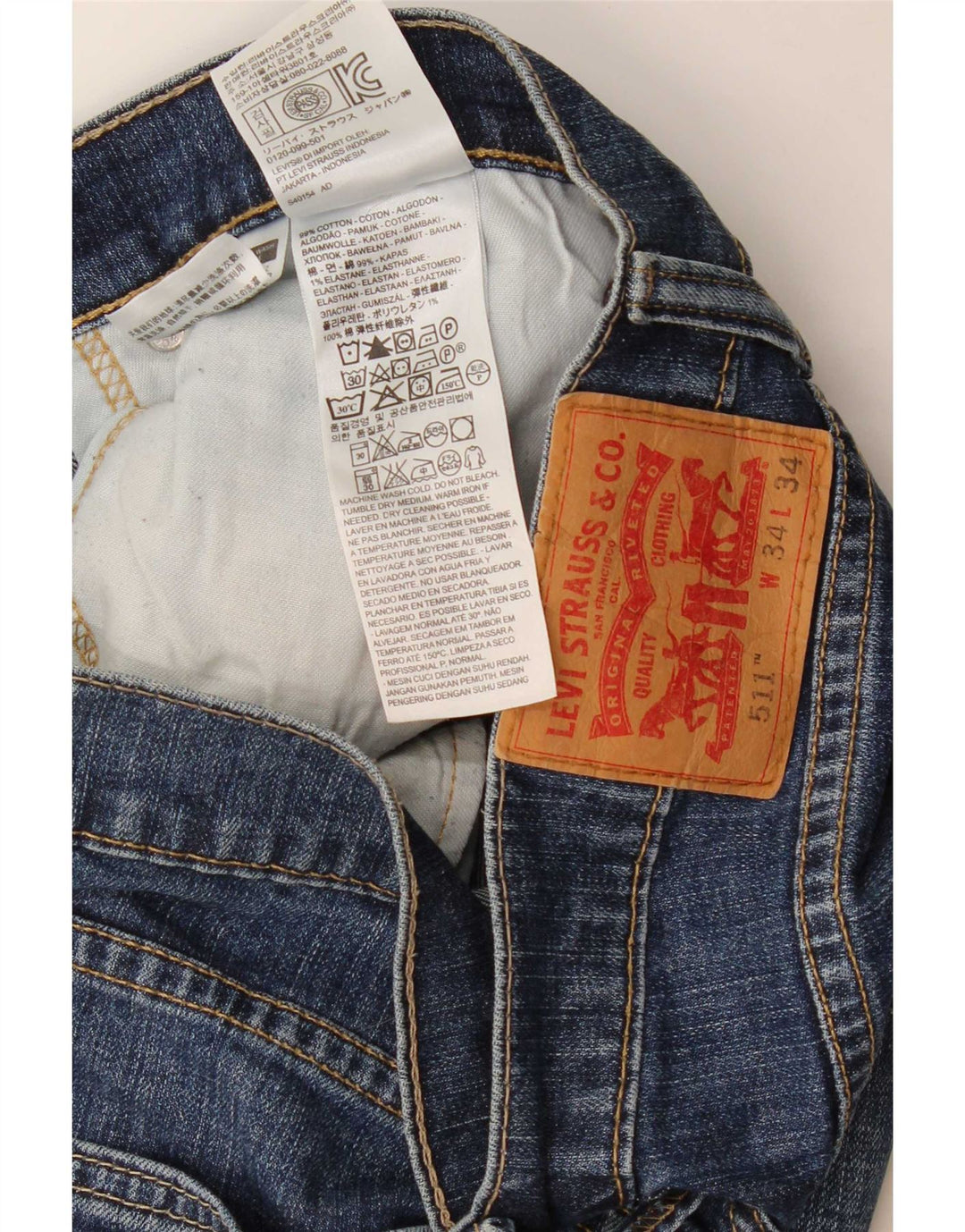 Levi's Herren 511 Slim Jeans W34 L26 Blaue Baumwolle