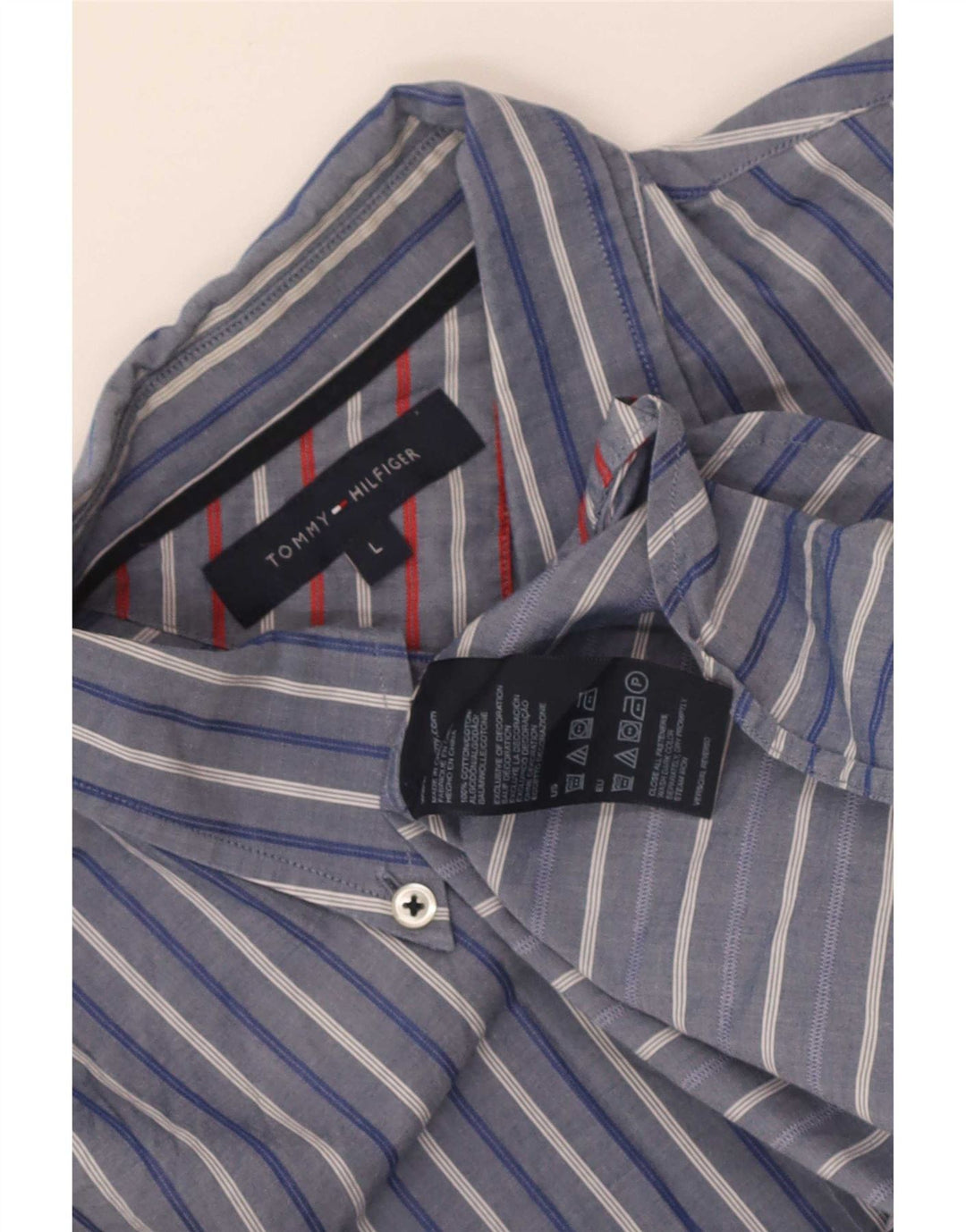 Tommy Hilfiger Herrenhemd, groß, blau gestreift, Baumwolle