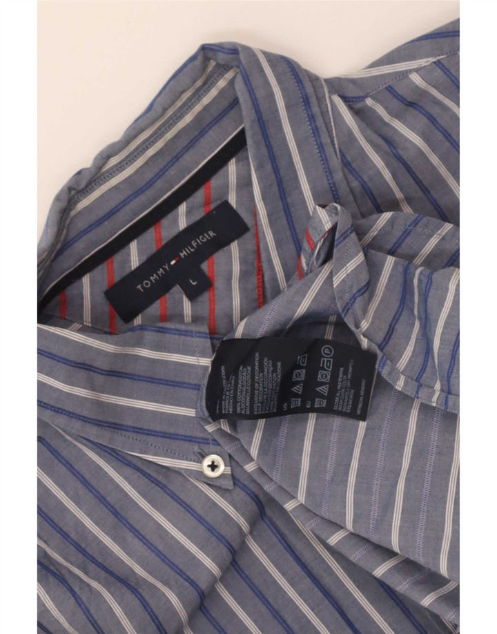 Tommy Hilfiger Herrenhemd, groß, blau gestreift, Baumwolle