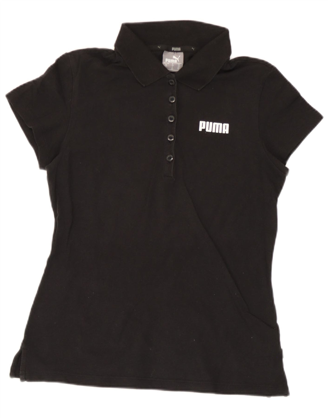 Puma Damen Poloshirt UK 8 Small Schwarz Baumwolle