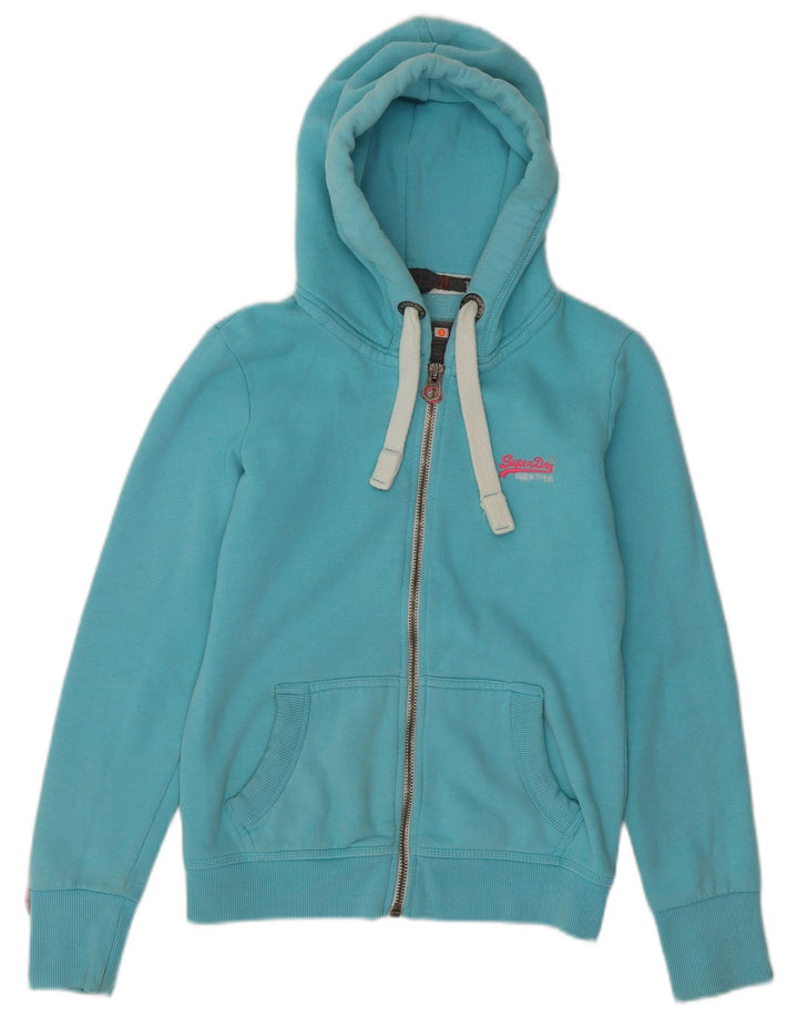 SUPERDRY Damen-Kapuzenpullover mit Reißverschluss, Gr. 10, Größe S, Blau, Baumwolle