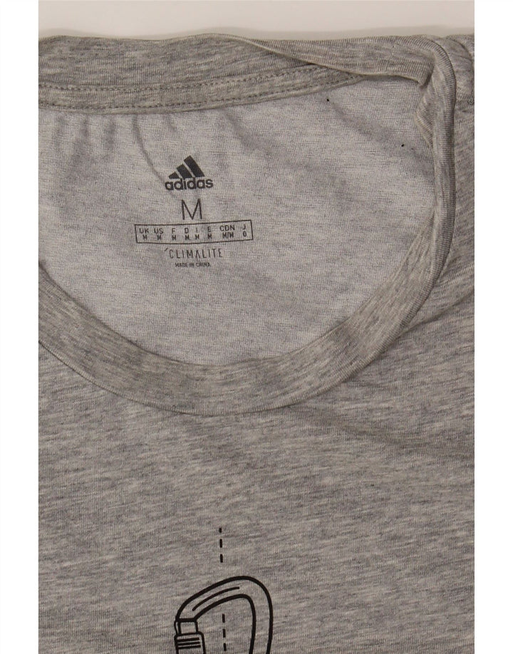 ADIDAS Mens Climalite Graphic T-Shirt Top Medium Grey Cotton Vintage Adidas and Second-Hand Adidas from Messina Hembry 