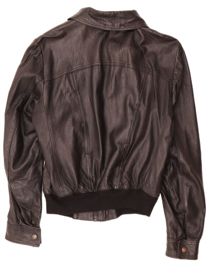 Vintage Damen Lederjacke UK 14 Mittelschwarzes Leder