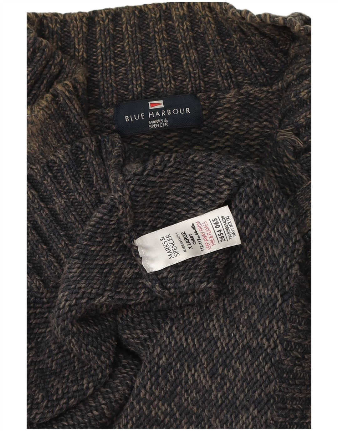 Marks & Spencer Herren Blauer Harbour-Pullover mit Reißverschluss am Hals, XL, Marineblau