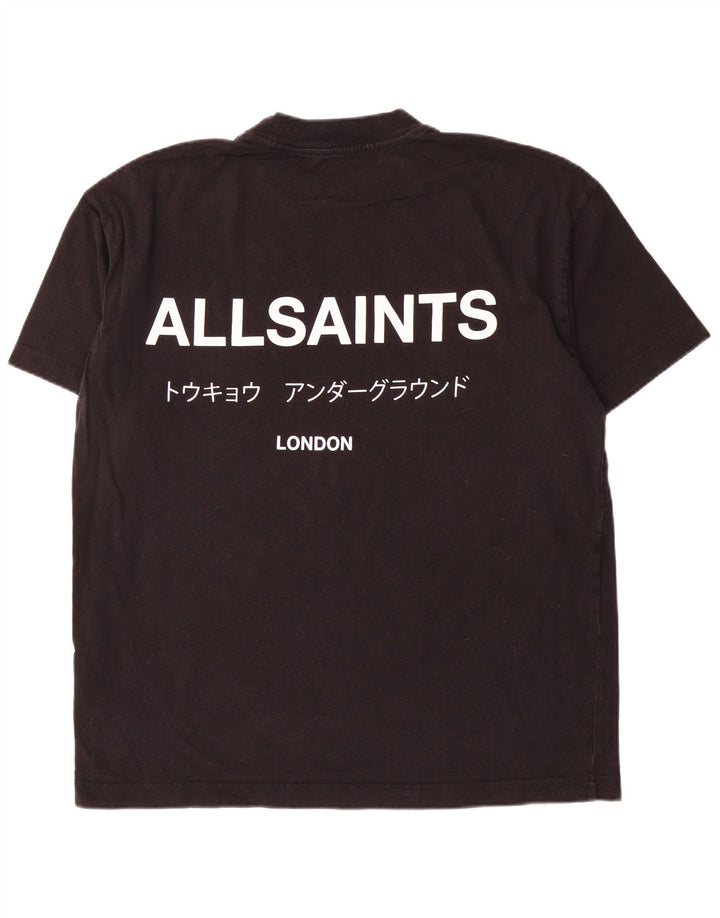 All Saints Herren-T-Shirt in Übergröße mit Grafik, Größe S, Schwarz, Baumwolle