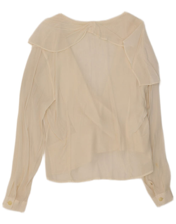Vintage Damen Durchsichtiges Cardigan Top UK 14 Large Off White